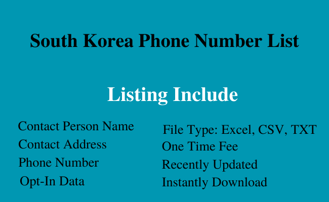 South Korea phone number list